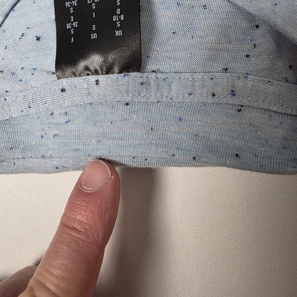 Adidas Graphic T-Shirt Women Small Blue Speckled Neps Distressed Logo Relaxed - Picture 11 of 11